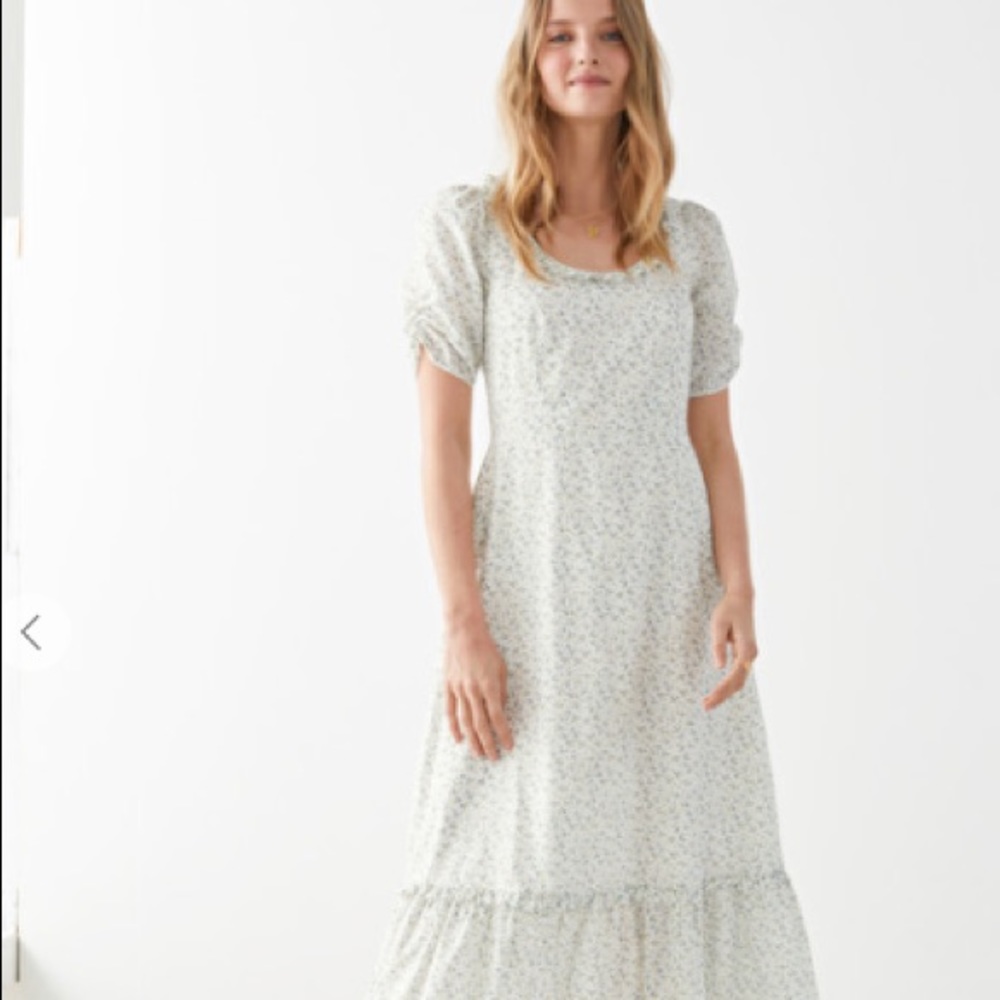 & Other Stories Puff Sleeve Scoop Neck Midi Dress6